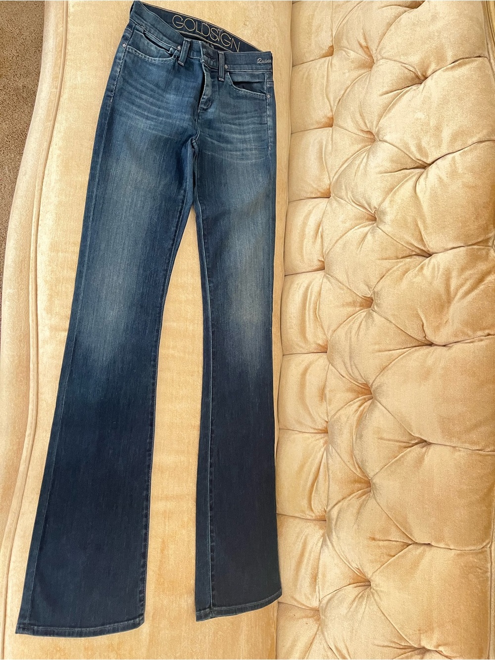 Goldsign Zuinn Women's Bootcut Jeans Size 24 Dark Wash Blue Mid Rise Made in USA